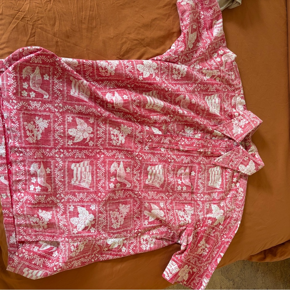 Reyn Spooner Pink and White Shirt